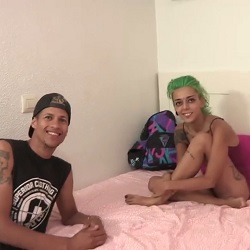 Lola, a kinky SQUATTER, fucks Pepe's HORSEDICK while the two roommates jerk off